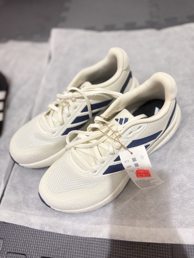 Adidas Run Falcon 5 (unisex) (Category: Sneakers) located in Manila. Submitted by jnakrsti (Listing ID 1468199740, Image 1). Description: Brand new Adidas Run Falcon 5 unisex running shoes in white and dark blue. Size EU 37 / UK 4 / US 6. Features mesh upper, OrthoLite cushioning, and a speckled midsole with pristine blue grip sole. Tag still attached, never worn. Perfect for daily wear and casual styling..