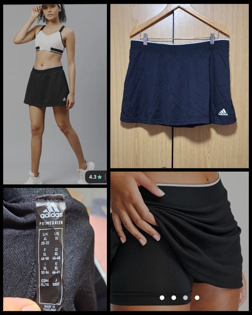 Adidas Tennis Skirt (Category: Activewear) located in Cebu City. Submitted by cebuanamomshies (Listing ID 1468202114, Image 1). Description: XL W35-38 AEROREADY absorbs moisture and makes you feel dry This product made of primegreen a high series of performances recycled material Black Solid Mid-rise mini flared skirt with inner short elastic waist band polyester knitted opaque.