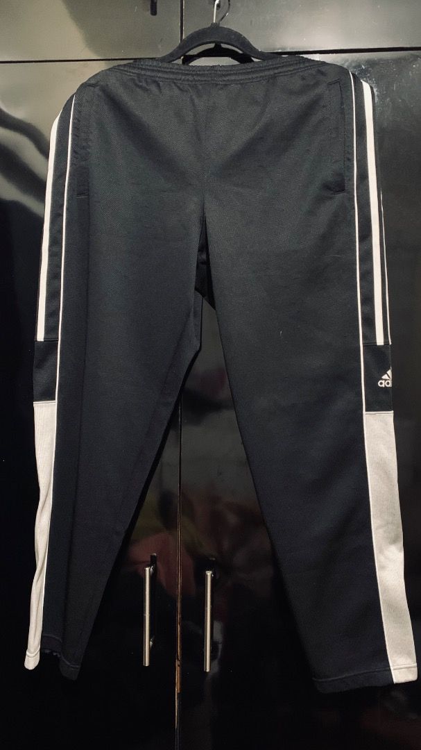 Adidas Track Pants (Black, Grey, White) (Category: Joggers) located in Taguig. Submitted by reused.unused (Listing ID 1468200326, Image 1). Description: Adidas Track Pants (Black, Grey, White) Embroidered Logo (Black) With pockets 36in to 40in width (waist) 39in length (waist to hem) 7.5in width (zippered leg opening) Issue/s: pin holes -refer to photos for actual condition -refer to close up photo for actual color -pre-loved item so signs of usa