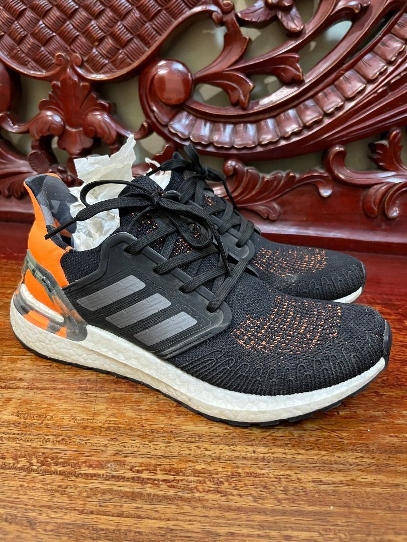 Adidas Ultraboost 20 Running Shoe (Category: Sneakers) located in Mabalacat. Submitted by applebottomjaens (Listing ID 1468108811, Image 2). Description: - Brand: Adidas Ultraboost Primeblue - Size: US 6.5 / UK 6 M - Color/Design: Black/Grey/Signal Orange - Comfort & Traction: Responsive Boost cushioning and durable Continental rubber outsole - Condition: Normal wear on the soles, still in great shape for running or casual wear - Eco-conscious de