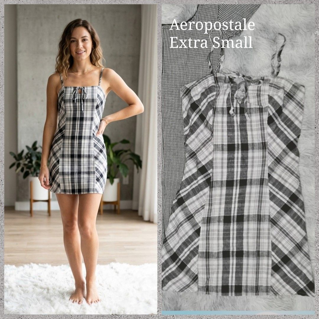 Aeropostale Cami Dress (Category: Dresses) located in General Trias. Submitted by relove_closet8 (Listing ID 1468154418, Image 1). Description: • Washed and never used. • Plaid design. •Adjustable straps. • Buyer handles shipping fee and book J&T or Lalamove only. • Payment first via bank transfer or e-wallet • No cancellation/return/refund of orders. 📍Lancaster, General Trias (Weekdays) 📍Las Piñas (Saturday & Sunday).