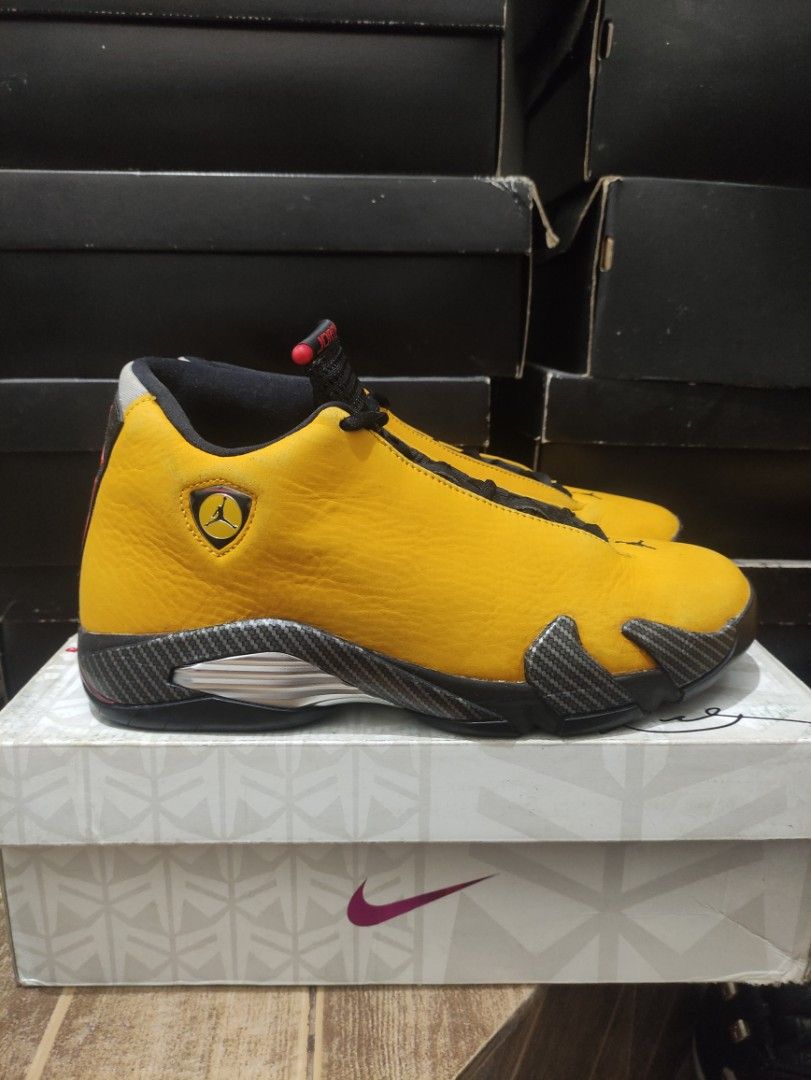 Air Jordan 14 Yellow Ferrari (Category: Sneakers) located in Cebu City. Submitted by RONHEATS (Listing ID 1468234680, Image 1). Description: size 9.5 legit/Original Guaranteed ✅ very good condition .