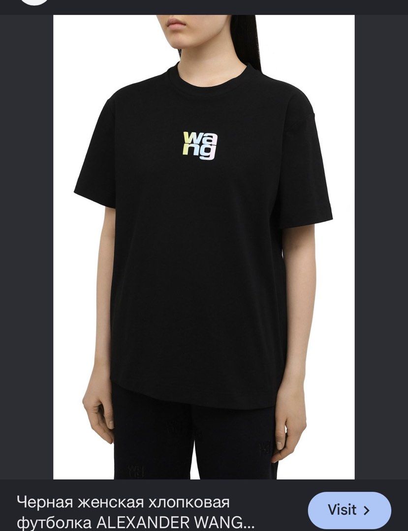 Alexander Wang Black Gradient Logo T-Shirt (Category: Tshirts & Polo Shirts ) located in Rosales. Submitted by thriftingismygame (Listing ID 1468169563, Image 1). Description: - Brand: Alexander Wang - Color: Black with distinctive gradient chest logo - Material: Soft and comfortable premium cotton - Design: Classic crew neckline and short sleeves with clean branded neck label - Style: Casual streetwear, versatile for pairing with jeans or track 
