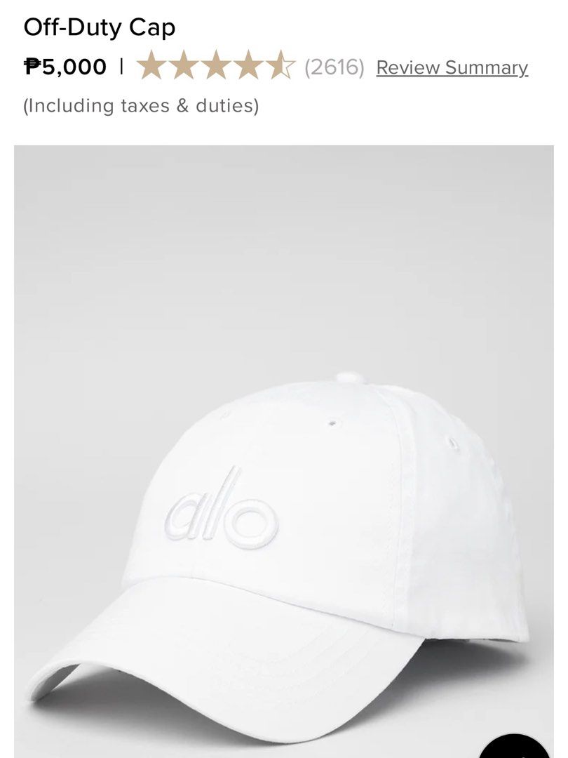 Alo Yoga Off-Duty Cap White (Category: Hats & Beanies) located in Makati City. Submitted by keiiiiichan (Listing ID 1468069469, Image 3). Description: - Brand: Alo Yoga - Color: Bright white - Condition: Brand new with original tags attached .