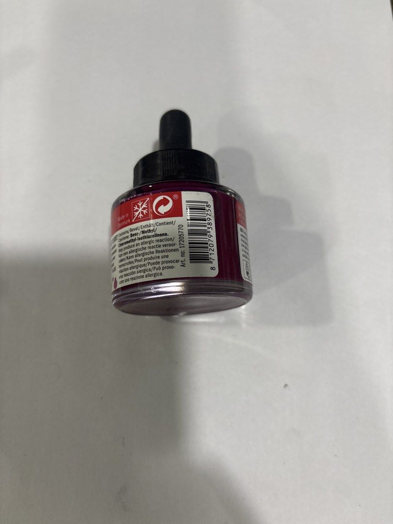 Amsterdam Acrylic Ink 30ml Permanent Red Violet Light (Category: Craft Supplies & Tools) located in Mandaluyong City. Submitted by clothescarousel (Listing ID 1468231005, Image 2). Description: - Product: Amsterdam Acrylic Ink Bottle - Capacity & Condition: 30ml, Brand New / Unused / Full - Color: Permanent Red Violet Light - Color Number: 577 (Pigment Code: PR122) - Features: Dropper cap attached for easy application - Origin: Made in Denmark - 