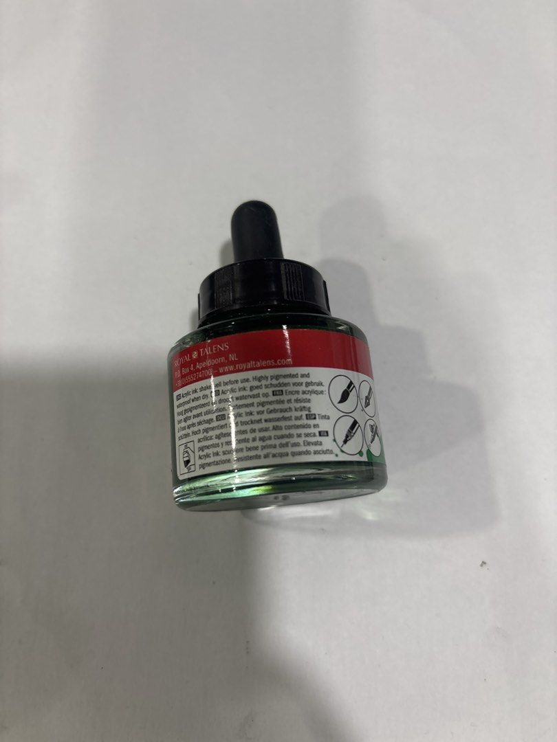 Amsterdam Acrylic Ink Emerald Green 30ml (Category: Craft Supplies & Tools) located in Mandaluyong City. Submitted by clothescarousel (Listing ID 1468230484, Image 2). Description: - Brand: Royal Talens Amsterdam - Color: Emerald Green (Code 615) - Volume: 30ml in a clean glass bottle - Features: Highly pigmented, waterproof, includes dropper cap - Ideal for: Brushes, dip pens, technical pens, and airbrushes.