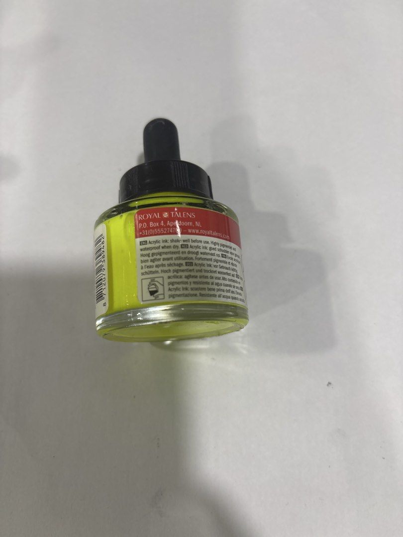 Amsterdam Acrylic Ink Reflex Yellow 256 30ml (Category: Craft Supplies & Tools) located in Mandaluyong City. Submitted by clothescarousel (Listing ID 1468230738, Image 2). Description: - Brand/Model: Royal Talens Amsterdam Acrylic Ink - Color: 256 Reflex Yellow - Volume: 1.0 fl oz / 30 ml - Features: Highly pigmented formula, becomes waterproof when dry, convenient dropper cap included - Ideal for: Dip pens, technical pens, airbrushes, and regula