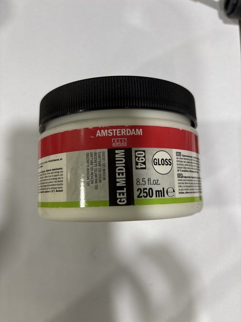 Amsterdam Acrylics Gel Medium Gloss 250ml (Category: Hands & Nails) located in Mandaluyong City. Submitted by clothescarousel (Listing ID 1468098256, Image 1). Description: - Product: Amsterdam Acrylics Gel Medium (Gloss Finish) - Size: 250 ml / 8.5 fl. oz. jar - Brand/Origin: Royal Talens, Made in the Netherlands - Condition: Brand new, unused, label and barcode intact - Key Features: Increases gloss and transparency, dries to a flexible, shiny,