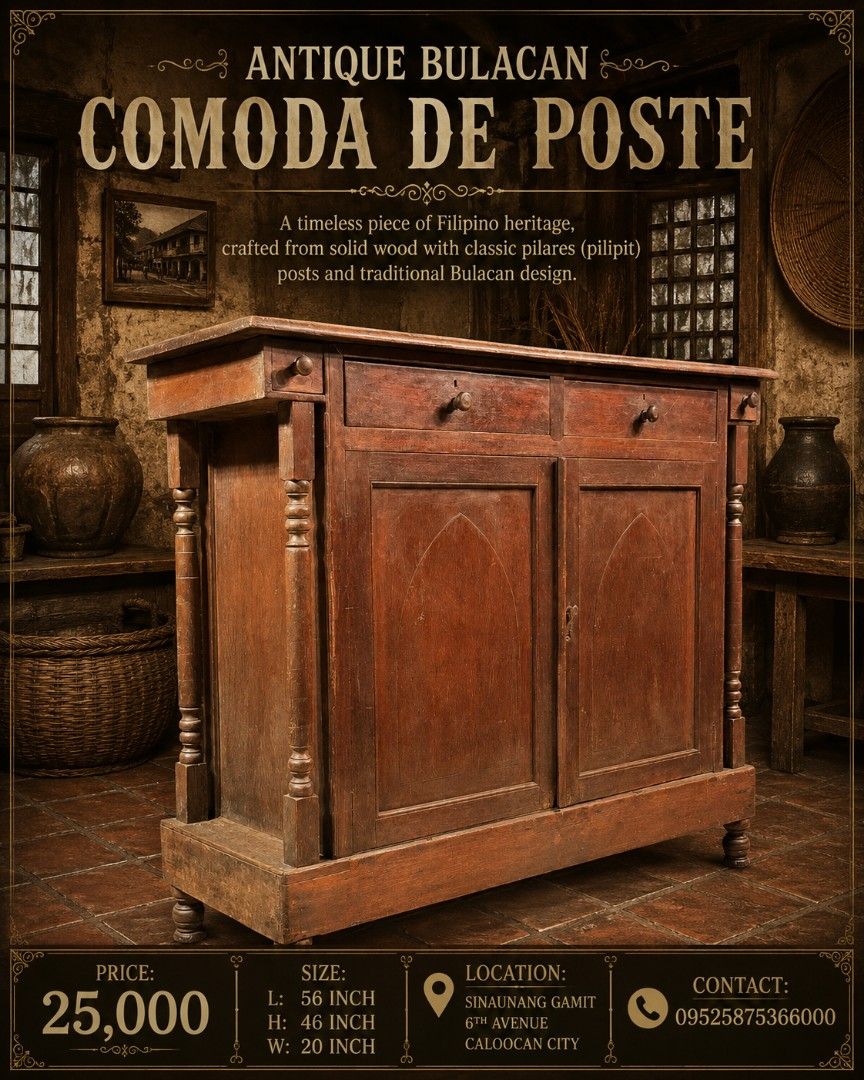 Antique 4 Post Norzagaray Comoda (Category: Vintage Collectibles) located in Manila. Submitted by makkieenri69972 (Listing ID 1468233221, Image 1). Description: .