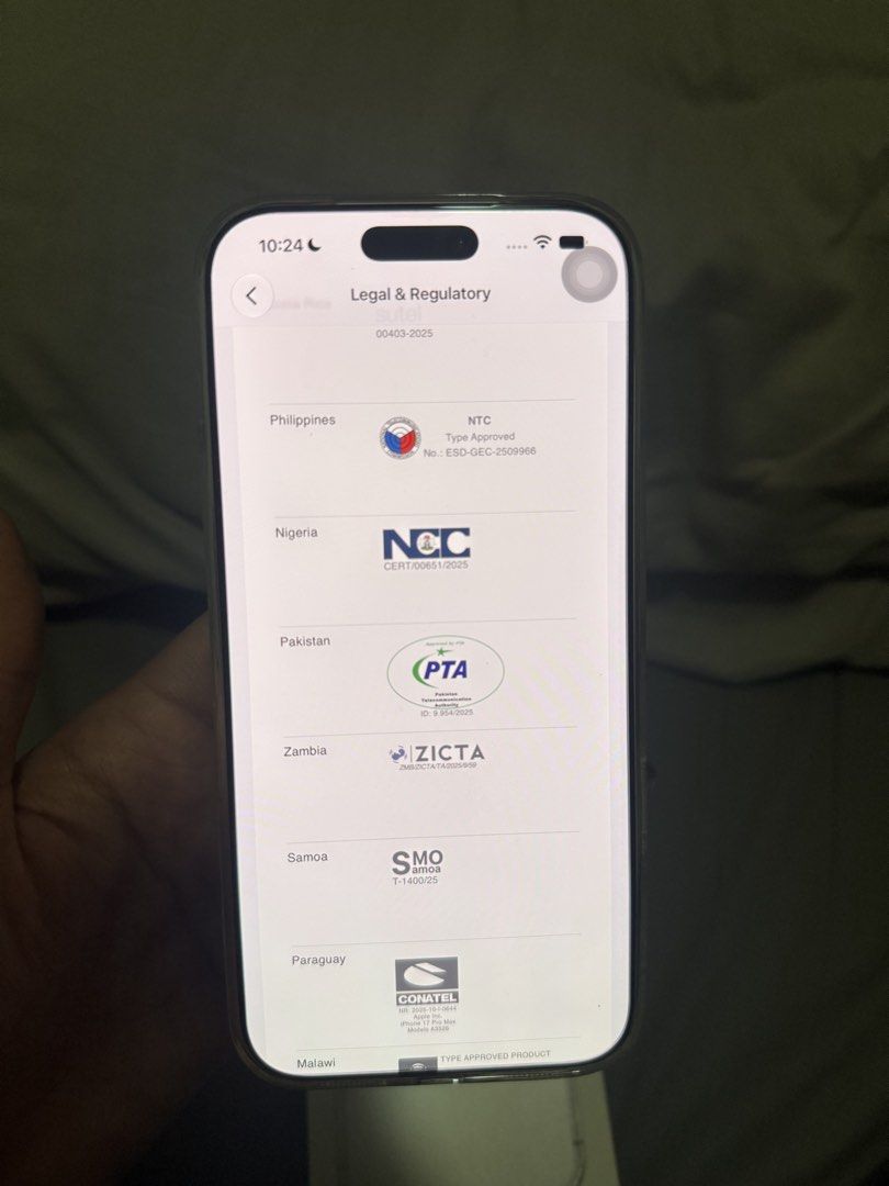 Apple iPhone 17 Pro Max (Category: iPhone 17 Series) located in Manila. Submitted by belleliammm (Listing ID 1468249737, Image 2). Description: IPhone 17 Pro Max up for grabs. Battery health sitting at 100 percent with only 86 cycles. First used July 2026, manufacture date June 2026. Apple limited warranty active through July 23, 2027. Serial number D7NXK70DWQ. Model A3526. Clean device, warranty covers hardware service, chat, and phone support. 