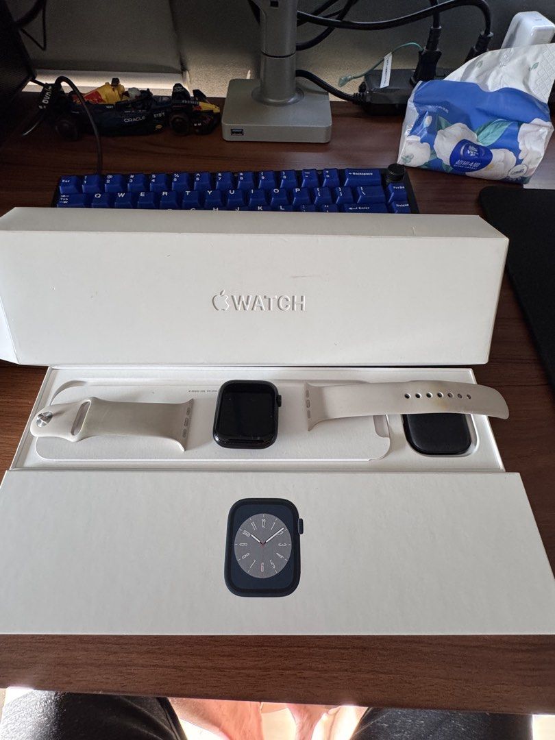 Apple watch series 8 45mm (Category: Wearables & Smart Watches) located in Manila. Submitted by costephen (Listing ID 1468142169, Image 1). Description: Apple watch series 8 45mm 84%bh Complete with original box strap and charger Has slight signs of usage like minor scratches No issues or anything Location sm sanlazaro or lalamove shouldered by buyer.