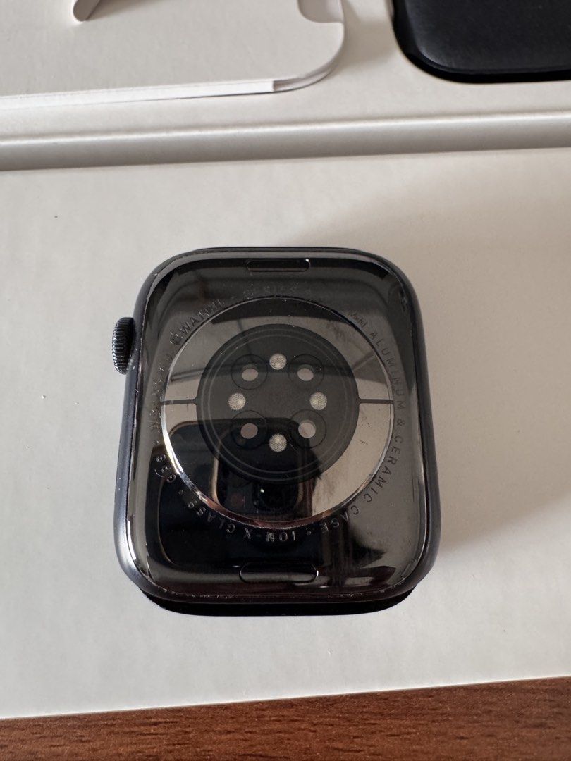 Apple watch series 8 45mm (Category: Wearables & Smart Watches) located in Manila. Submitted by costephen (Listing ID 1468142169, Image 3). Description: Apple watch series 8 45mm 84%bh Complete with original box strap and charger Has slight signs of usage like minor scratches No issues or anything Location sm sanlazaro or lalamove shouldered by buyer.