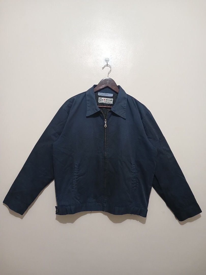 Aramark Navy Blue Work Jacket (Category: Coats, Jackets and Outerwear) located in Manila. Submitted by mico136mm60564 (Listing ID 1468188540, Image 1). Description: ARAMARK WORKWEAR JACKET Dimension/Size = 24x26/S-M Condition = Good Color rate = 8/10 issue = Signs of usage or kumbaga workwear markings * rugged look sa mahilig sa workwear jacket 👌 PRICE = 1,280 Location.