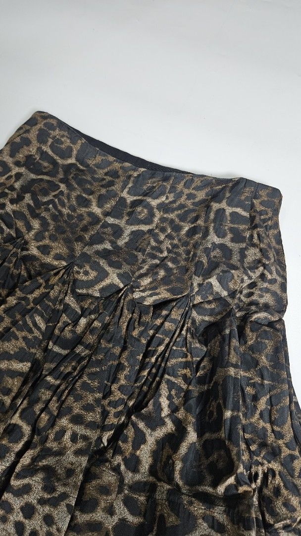 Archive Lanvin Paris Leopard Print Silk Blend Skirt (Category: Skirts) located in Alfonso. Submitted by jbcamet (Listing ID 1468192801, Image 2). Description: - Brand: Lanvin Paris (Made in France) - Print/Color: Brown and black leopard print - Material: 79% acetate, 21% silk - Size: T.38 - Features: Gathered pleated tiers and secure back zipper closure - Condition: Premium designer piece, lightweight feel with clean interior tags intact.