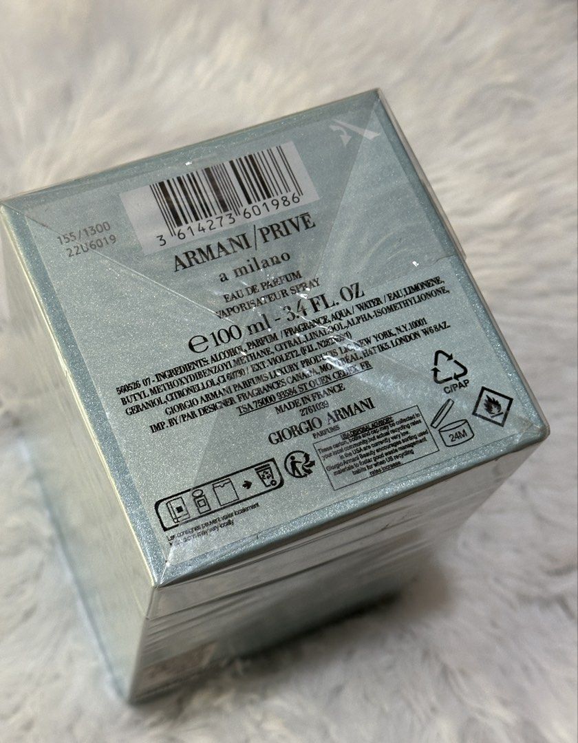 ARMANI / PRIVE a milano (Category: Fragrance & Deodorants) located in Calamba. Submitted by eraserheadz0427 (Listing ID 1468068875, Image 2). Description: Sealed pa. Extra stocks of my wife, Benta na lang. Plan to buy another scents. Slightly negotiable..