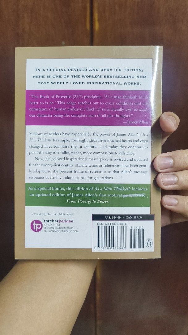 As A Man Thinketh - James Allen (Category: Storybooks) located in Calamba. Submitted by kreads (Listing ID 1468061456, Image 2). Description: Purchased from Fullybooked with plastic jacket Negotiable RFS: Decluttering.