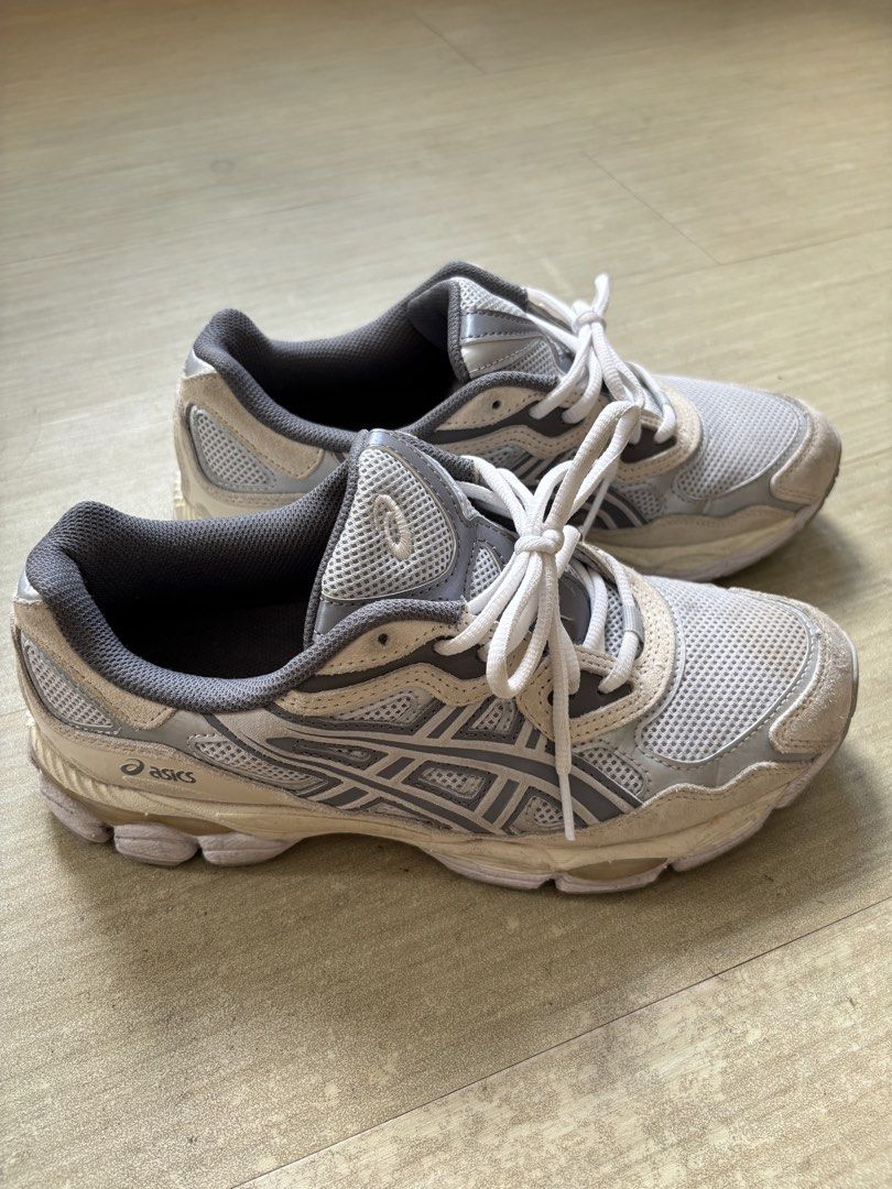 Asics Gel-NYC Sneakers (Category: Sneakers) located in Manila. Submitted by mattbaby99 (Listing ID 1468096698, Image 1). Description: Size: US 7.5 / EU 40.5 / 25.5 cm Style: 1203A383 Color: Grey & Off White Bought in 2023, used less than 5 times..