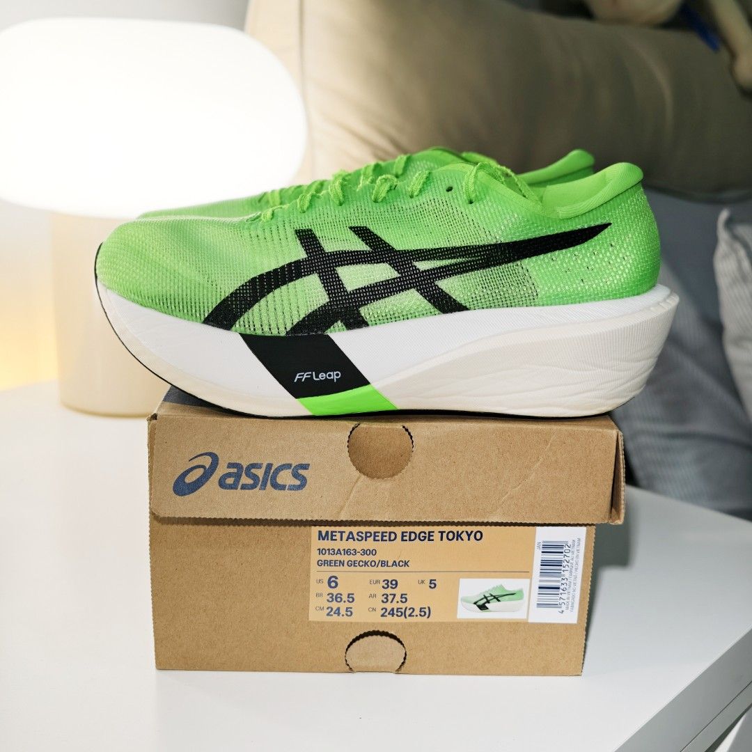 Asics Metaspeed Edge Tokyo (Category: Sneakers) located in Caloocan City. Submitted by alycho (Listing ID 1468139236, Image 2). Description: Note: Not a buy-and-sell shop! All items were bought for personal use. 🤍 RFS: Love trying out lotsss of shoes 😅👟 📍 Pick-up: Edsa Caloocan (payment first before ship out) 📍 Meet-up: Cloverleaf, Trinoma, Vertis North, and nearby areas 📍 Delivery: We can personally deliver within Metro Manila but better i