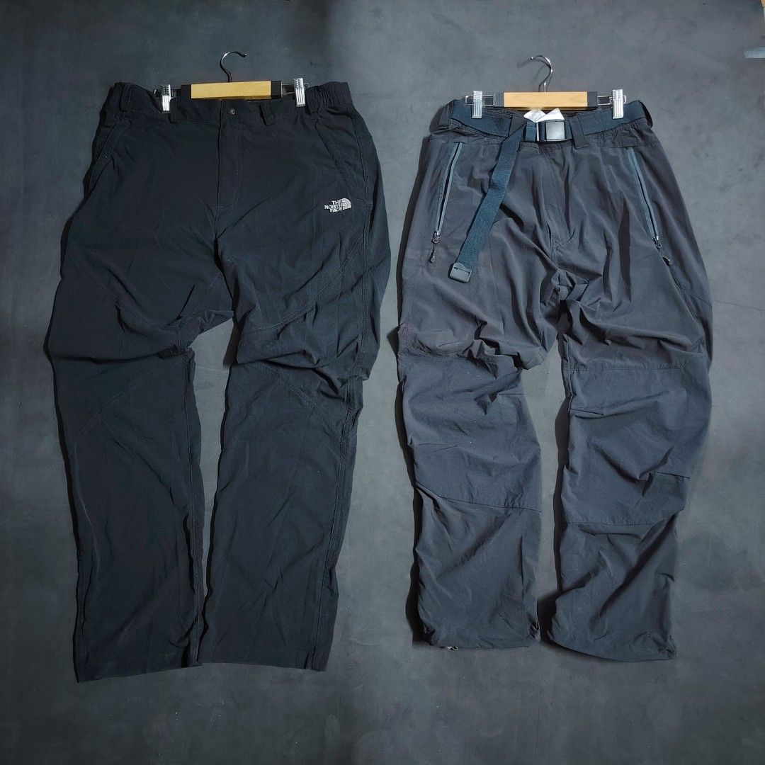 ASPACK TNF & DECATHLON (Category: Trousers) located in General Santos City (Dadiangas). Submitted by angelodemegilloceballos (Listing ID 1468206474, Image 1). Description: - Brand: The North Face - Color: Dark Grey - Quantity: 2 pairs - Left pair: Standard waist with embroidered logo near the pocket - Right pair: Built-in belt with zippered front pockets - Material: Lightweight technical fabric ideal for trails or casual wear - Condition: Cleaned