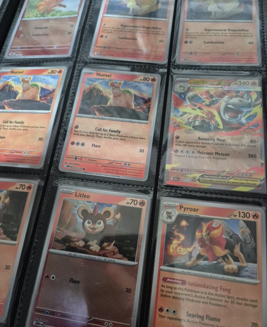 Assorted characters (Category: Raw Singles) located in Iligan City. Submitted by chefmavis0519 (Listing ID 1468063400, Image 3). Description: Incomplete Binder Set Pokemon Mega Evolutions. Includes 245 cards: regulars, holos, reverse, ex. No full arts. With fit sleeves and binder. These are already arranged accordingly. Ideal for collectors who want to do a master set. Moving out sale.