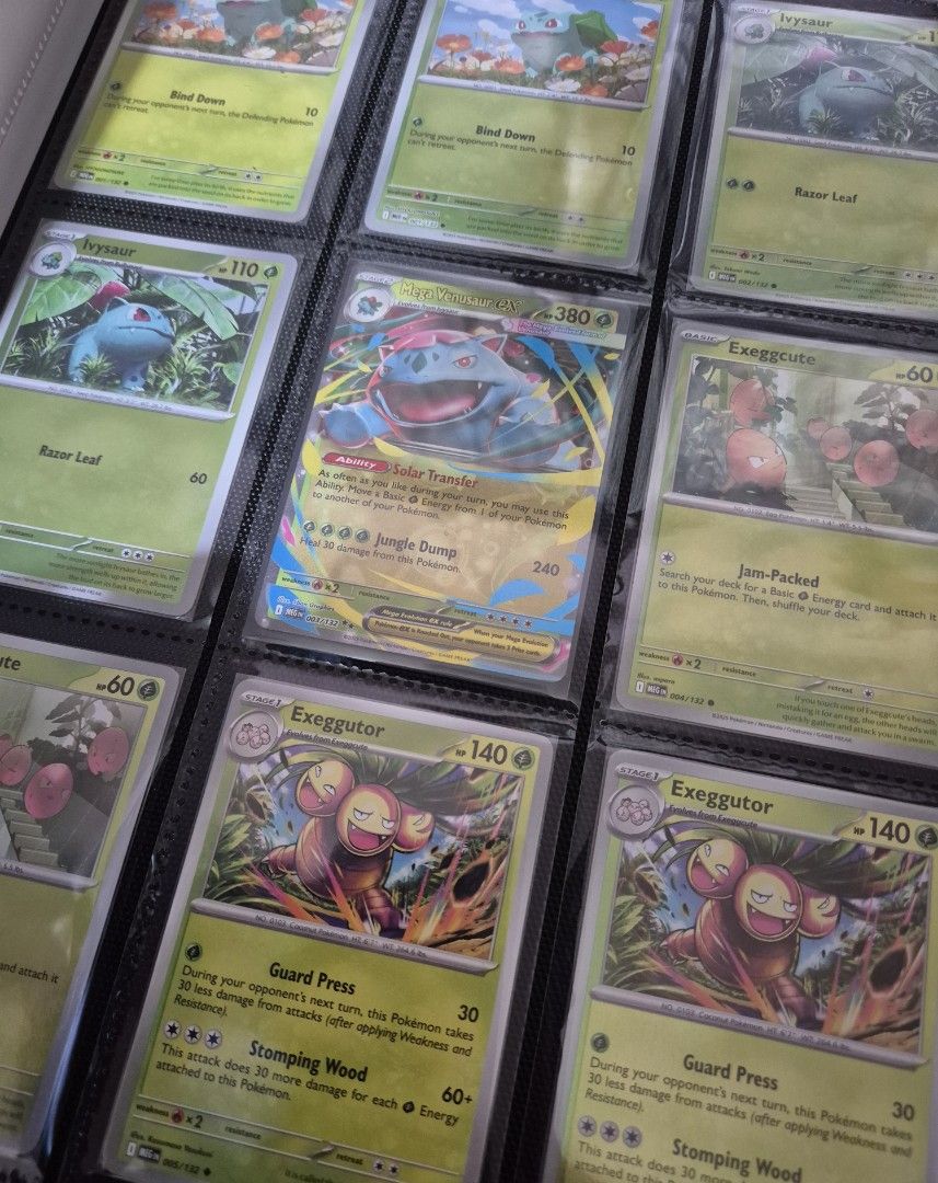 Assorted characters (Category: Raw Singles) located in Iligan City. Submitted by chefmavis0519 (Listing ID 1468063400, Image 2). Description: Incomplete Binder Set Pokemon Mega Evolutions. Includes 245 cards: regulars, holos, reverse, ex. No full arts. With fit sleeves and binder. These are already arranged accordingly. Ideal for collectors who want to do a master set. Moving out sale.