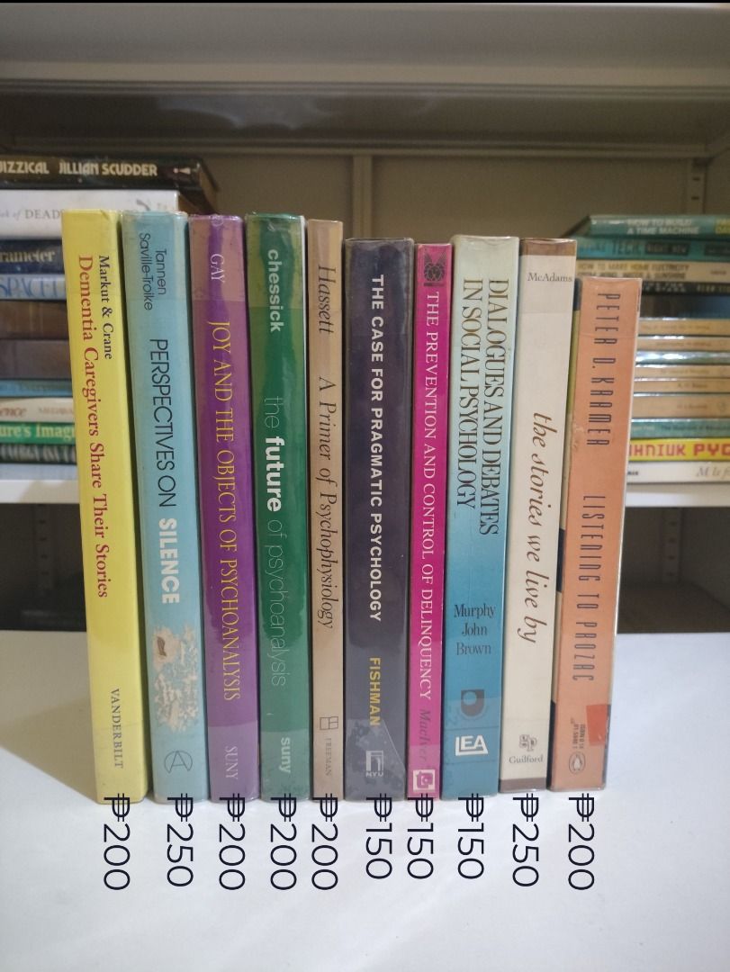 Assorted Psychology Book Set A (Category: Textbooks) located in Manila. Submitted by hector_does_go_rug (Listing ID 1468109981, Image 1). Description: 📚 Psychology & Social Sciences Books Set A Selling a collection of 10 psychology, psychoanalysis, and social science books. Great for students, researchers, mental health professionals, or readers interested in psychology and human behavior. Dementia Caregivers Share Their Stories — Lynda A. Marku