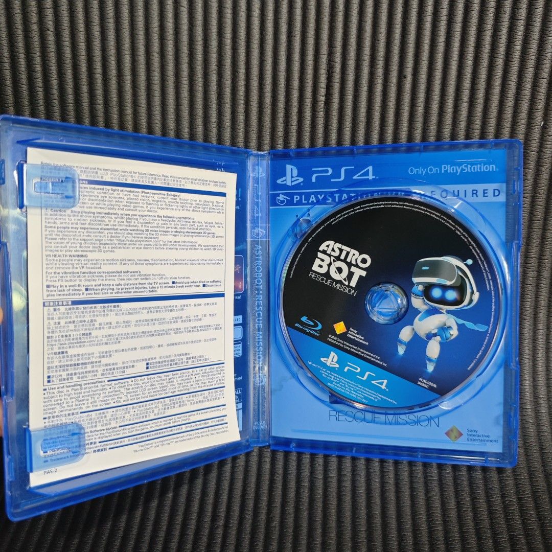Astrobot Rescue Mission PS4 VR Game (R1) (Category: PlayStation) located in Quezon City. Submitted by shopme_gadget30 (Listing ID 1468122388, Image 3). Description: kindly read the details first for sale fixed price good condition tested and working with Case and disc game compatible to ps4 VR R1 Region qc area meet up: sm north shipping fee must shoulder by the buyer via lalamove or grab payment: bdo/gcash happy gaming everyone.