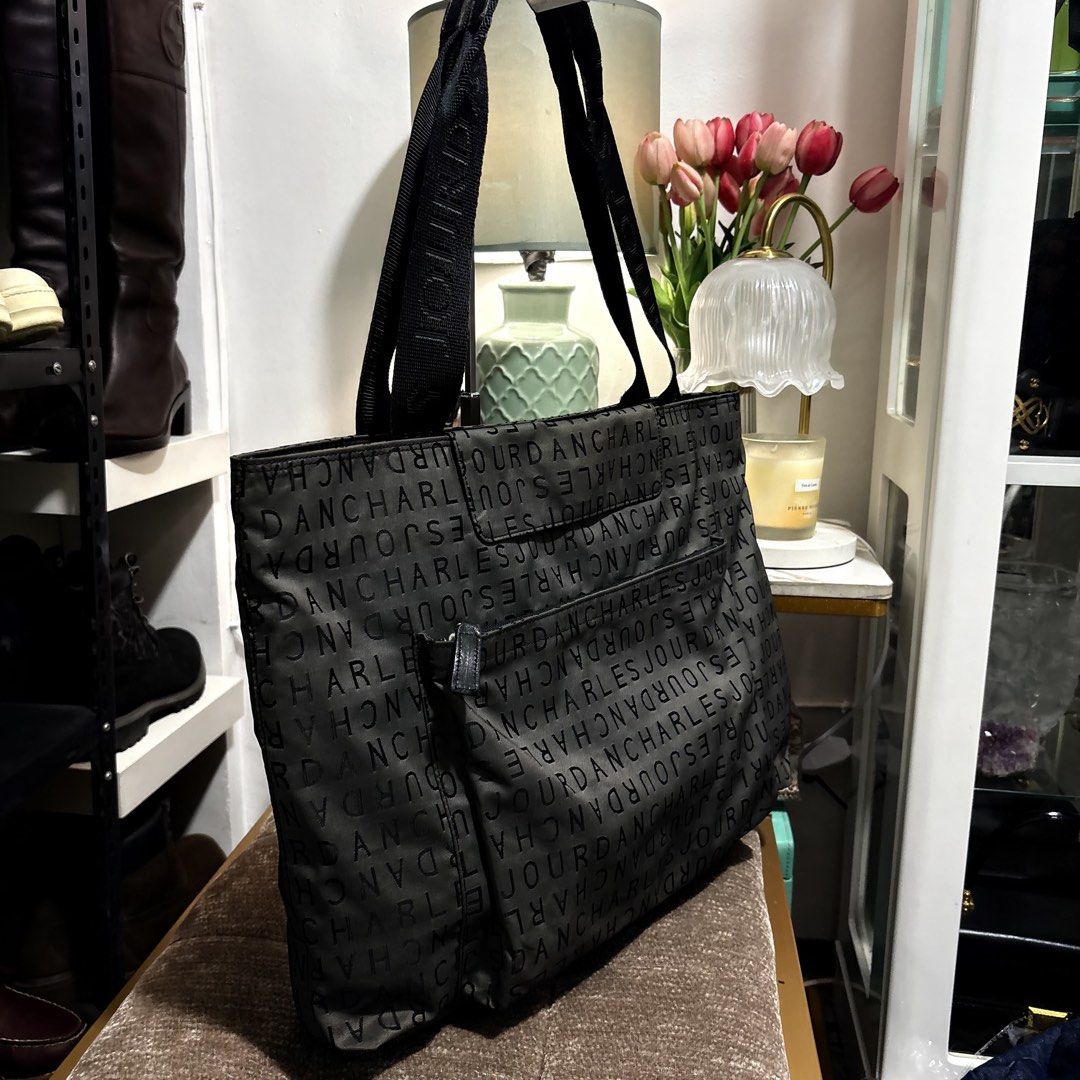 Authentic Charles Jordan Gray Nylon Monogram Tote Bag (Category: Tote Bags) located in Binangonan. Submitted by makoleksyon (Listing ID 1468218949, Image 2). Description: Excellent condition Like new No flaws Heavy duty Size: H-13 x W-18.5 x D-4 inches Water proof material Bought in Japan 💯% Authentic Money back guarantee .
