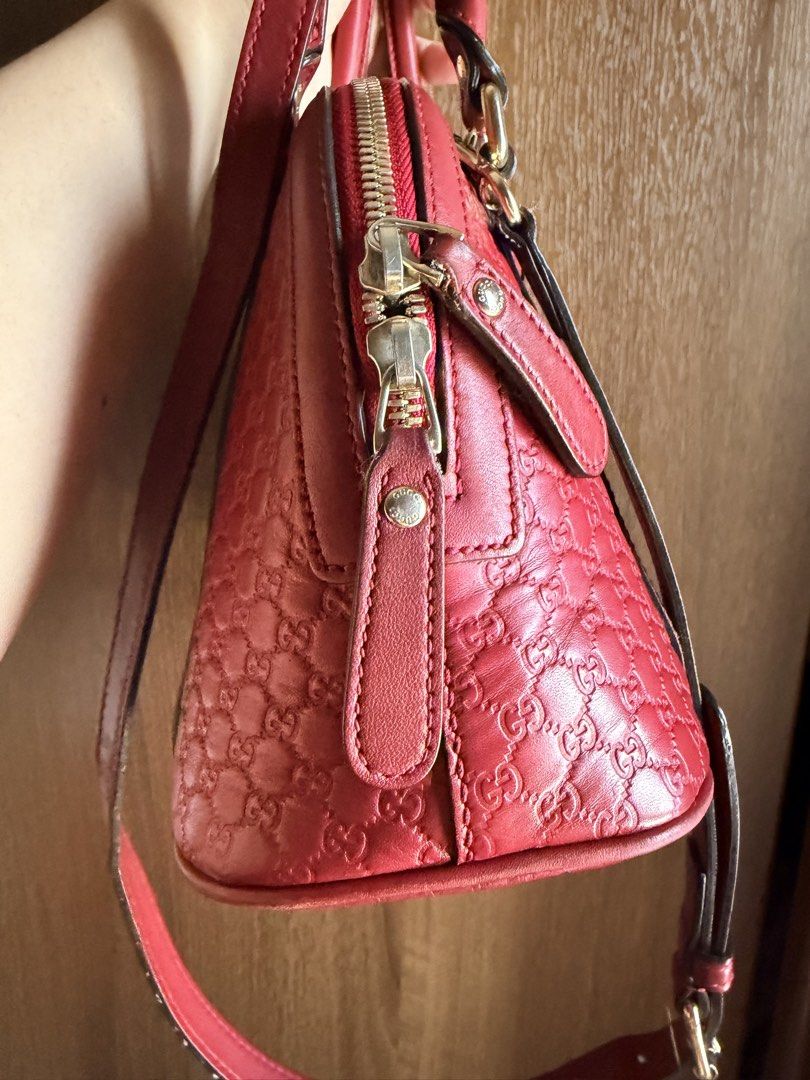 Authentic Gucci Nice Microguccissima Dome Top Handle Bag (Category: Luxury Bags & Wallets) located in Antipolo. Submitted by SummerPeaCloset (Listing ID 1468203535, Image 3). Description: The Gucci Microguccissima Mini Dome Bag features red leather with the brand’s signature embossed pattern. Its compact dome shape is suitable for carrying small essentials such as cards, keys, and other personal items. The shade makes this Gucci mini bag easy to 