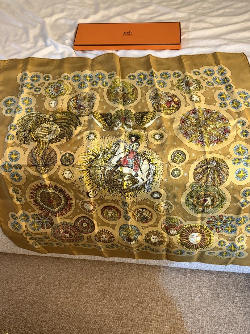 Authentic hermes scarf (Category: Scarves) located in Manila. Submitted by beaumontandco (Listing ID 1468225867, Image 2). Description: Never worn With box Bought around 56-60k+.