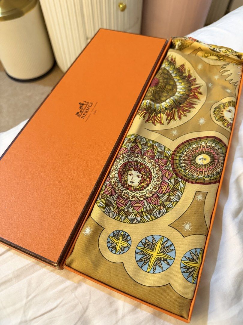 Authentic hermes scarf (Category: Scarves) located in Manila. Submitted by beaumontandco (Listing ID 1468225867, Image 1). Description: Never worn With box Bought around 56-60k+.