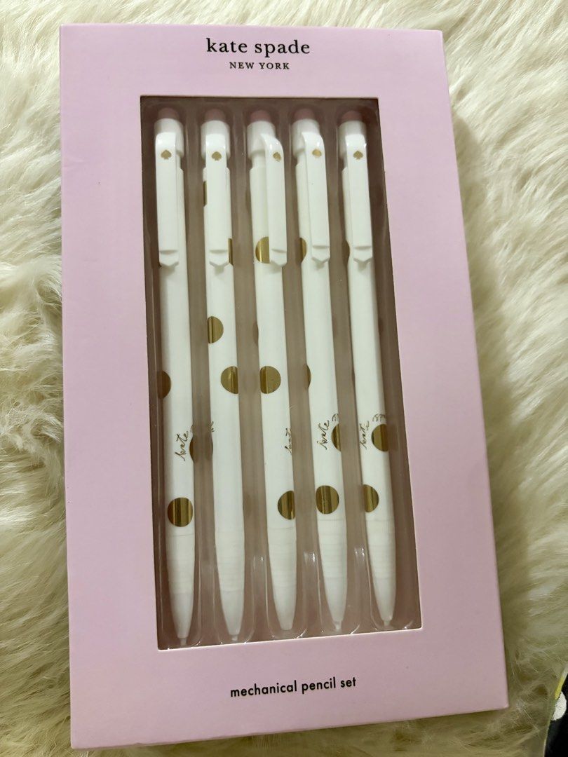 Authentic Kate Spade Mechanical Pencil Set 🇺🇸 (Category: Stationery & School Supplies) located in Taguig. Submitted by desirablegoods (Listing ID 1468162764, Image 1). Description: Gold Dotcwith script mechanical pencil - set of 5 No Full payment, No shipping Lowballers will not be entertained Shipping to be shouldered by the buyer .