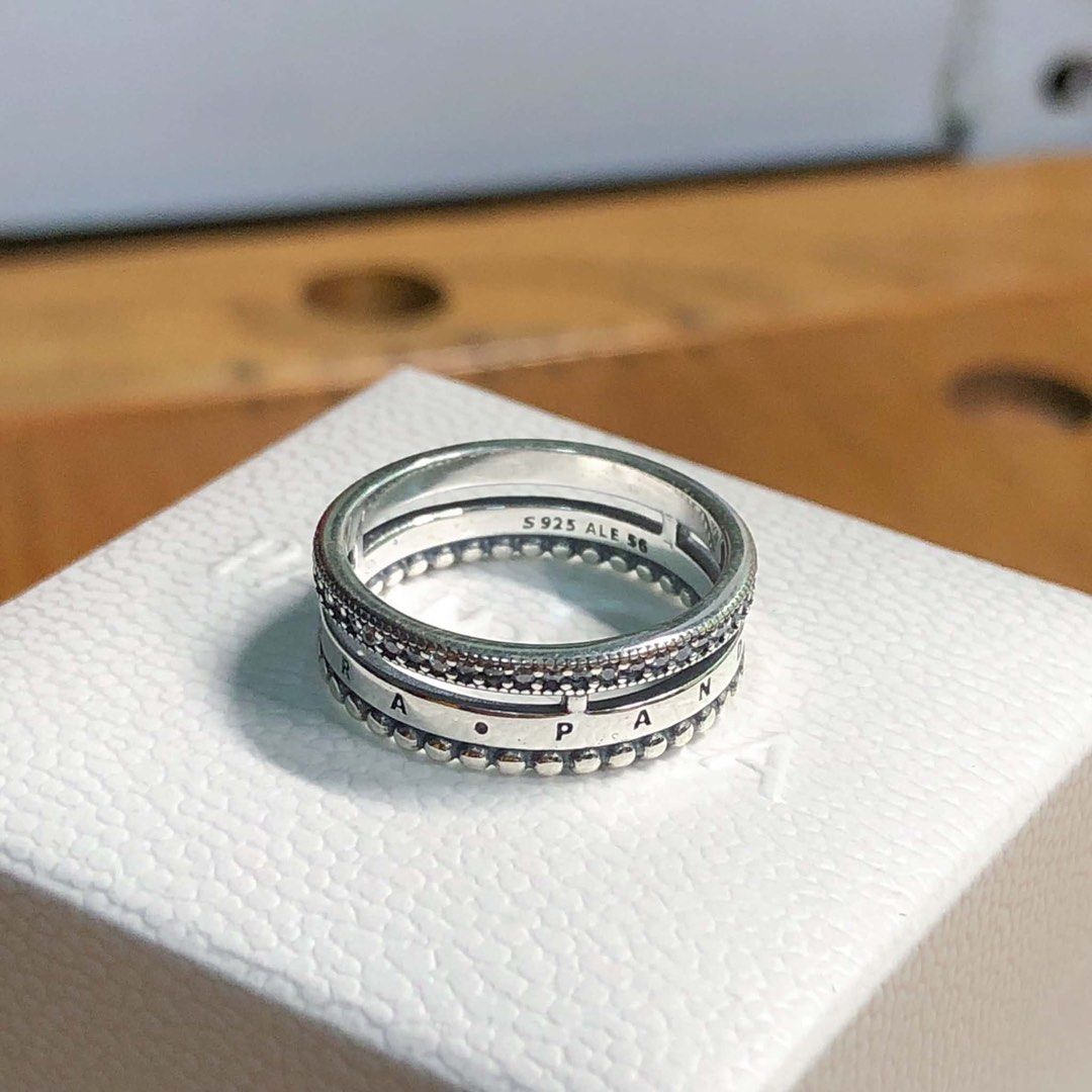 Authentic Pandora Signature Logo Pave & Beads Ring (Category: Rings) located in Manila. Submitted by daintyjewels (Listing ID 1468273562, Image 1). Description: .