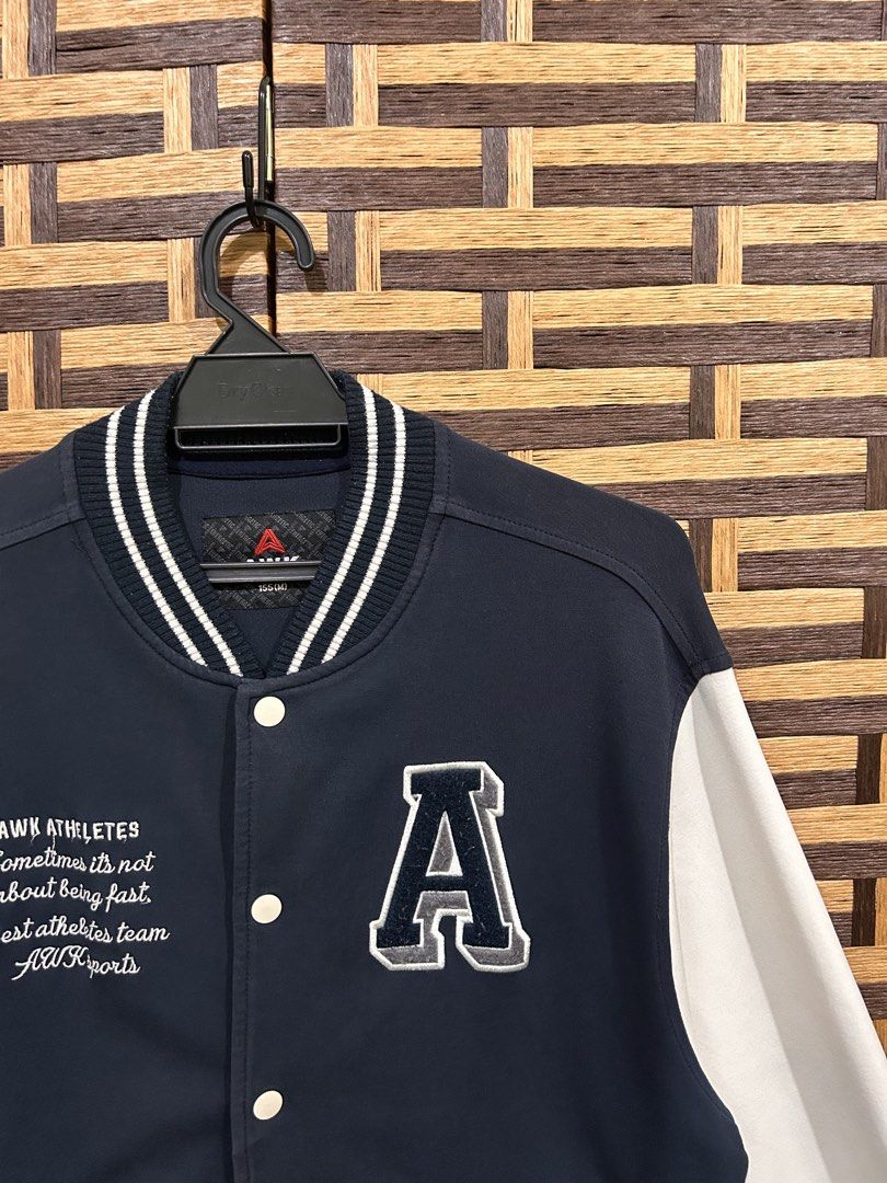 AWK VARSITY JACKET (Category: Activewear) located in Kota Bharu. Submitted by brandthriftoutdoor_ (Listing ID 1468064731, Image 2). Description: AWK VARSITY JACKET ✅ colour : NAVY BLUE ✅size tag : M(prefered S-M) ✅manual sizing : (Pit21/L26) ✅condition : 8.5/10 💰RM20.00 post + RM7/ dfod W/A 0️⃣1️⃣9️⃣5️⃣9️⃣3️⃣2️⃣9️⃣5️⃣2️⃣ .