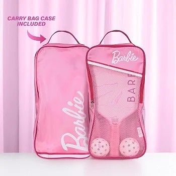 Barbie Complete Pickleball Set (Category: Racket and Ball Sports) located in Quezon City. Submitted by kctheexplorer05 (Listing ID 1468102273, Image 2). Description: - Limited Edition -Authentic Barbie Pickleball Set for stylish casual play - Durable pink fiberglass paddle with a chic white marble pattern - Lightweight design ideal for quick matches and easy handling - Includes two white pickleballs featuring the iconic Barbie logo - Comes with a