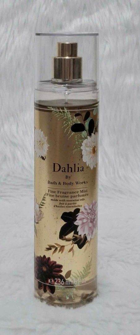 Bath & Body Works Dahlia (Category: Fragrance & Deodorants) located in Quezon City. Submitted by anj.m1 (Listing ID 1468249190, Image 1). Description: Authentic Bath & Body Works Fine Fragrance Mist ✨ Full-size 236ml bottle ✨ OG Packaging ✨ Juice level above label ✨ Few Spray Missing.