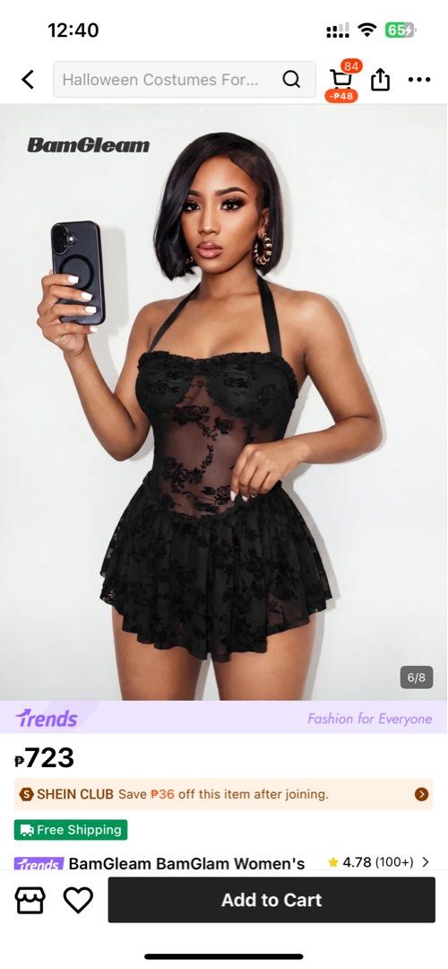 Black Halter Mini Dress (Category: Dresses) located in Tanay. Submitted by midnight.jiji (Listing ID 1468092800, Image 1). Description: - Color & Style: Black halter mini dress with a fitted sweetheart neckline and playful ruffle skirt - Details: Sheer floral lace bodice and adjustable halter strap for a custom fit - Condition: Worn only once for a night out costume look - Fit: Snug and flattering silhouette - Size: L to XL - Note: Selling the ba