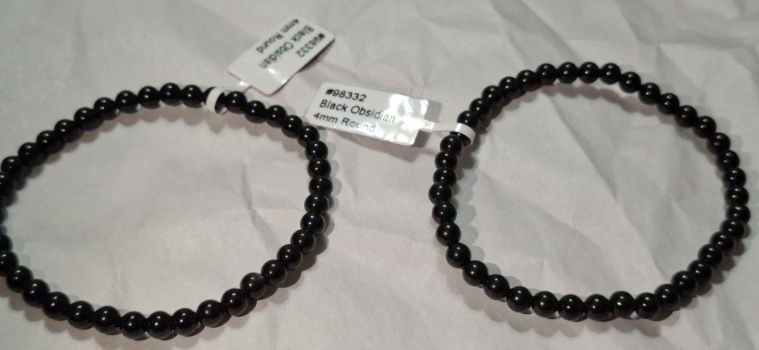Black Obsidian 4mm Round Crystal Bead Bracelets Pair (Category: Bracelets) located in Quezon City. Submitted by satin_heart2026 (Listing ID 1468233423, Image 2). Description: - black obsidian bead bracelets - 4mm smooth, glossy round beads - Stretchy cord for a comfortable fit on most wrist sizes - Brand new with original manufacturer tags attached. - made by canadian jeweler. -price quoted per bracelet..