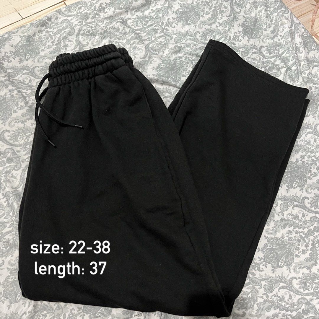 Black sweatpants with elastic waistband and drawstring (Category: Joggers) located in Rizal. Submitted by meows6 (Listing ID 1468151793, Image 2). Description: size: 22-38 length: 37 cotton (thick).