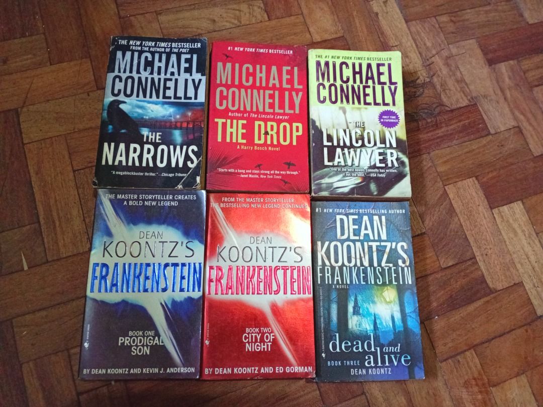 Book Bundle (6 PCS) - Michael Connelly & Dean Koontz (Category: Storybooks) located in Cainta. Submitted by stardust.1111 (Listing ID 1468282334, Image 1). Description: TAKE ALL 6 FICTION BOOKS Michael Connelly The Narrows The Drop The Lincoln Lawyer Dean Koontz – Frankenstein Series Book One: Prodigal Son Book Two: City of Night Book Three: Dead and Alive Book Condition: Pre-owned books, read only once and kept on a bookshelf since then. No torn