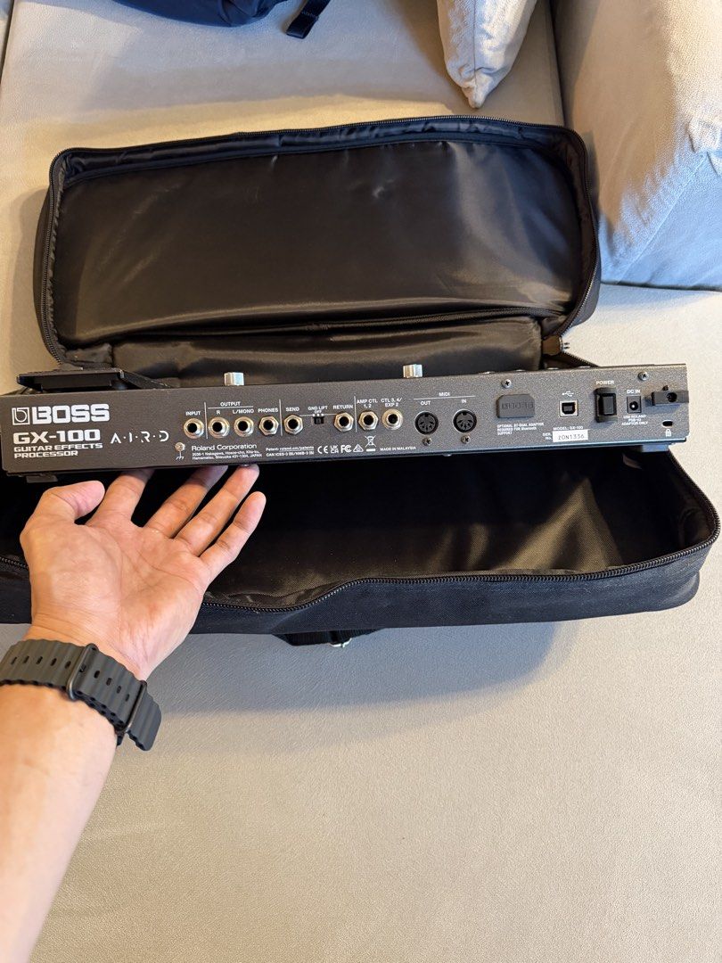 BOSS GX-100 Guitar Effects Processor with Pedaltrain Case (Category: Musical Instruments) located in Manila. Submitted by calvs27 (Listing ID 1468165598, Image 3). Description: - BOSS GX-100 guitar multi-effects processor in clean, fully working condition - Features vibrant touchscreen display, onboard expression pedal, and complete bank controls - Equipped with comprehensive rear I/O jacks, MIDI ports, USB connectivity, and power switch - Includ