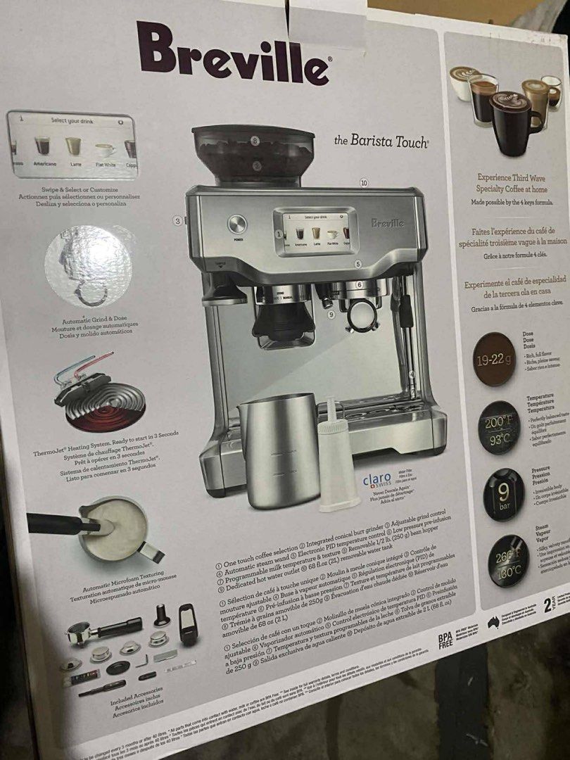 Breville the Barista Touch Espresso Machine (Category: Coffee Machines & Makers) located in Zamboanga. Submitted by fzmuayadi (Listing ID 1468232980, Image 3). Description: HALF THE PRICE SALE‼️ Selling my Breviller Barista Pro Touch Screen siya and automatic. bought at 69k Slightly used ko lang nagamit, then nabuntis na ako no time to prepare and bawal pa ang coffee...selling it half the price 40k nalang. call/text 09773118171.