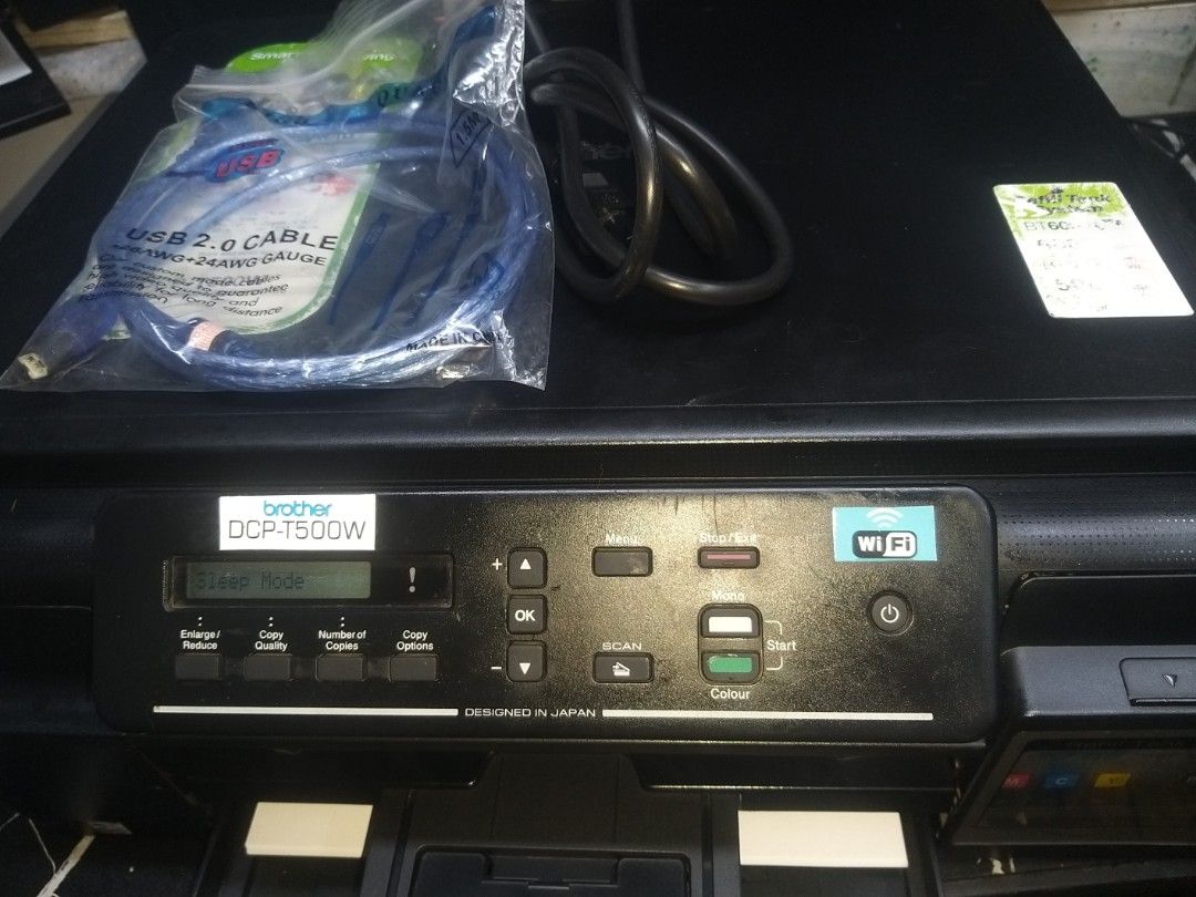 Brother DCP-T500W Refill Tank System Printer (Category: Printers, Scanners & Copiers) located in Manila. Submitted by haydsryde (Listing ID 1468177532, Image 3). Description: - Model: Brother DCP-T500W All-in-One Printer - Features: Print, Scan, Copy with Built-in Wi-Fi - Ink System: Cost-saving refill tank system (visible on the side) - Condition: Fully functional, perfect for WFH or home office - Inclusions: Power cord, USB 2.0 cable, and origi