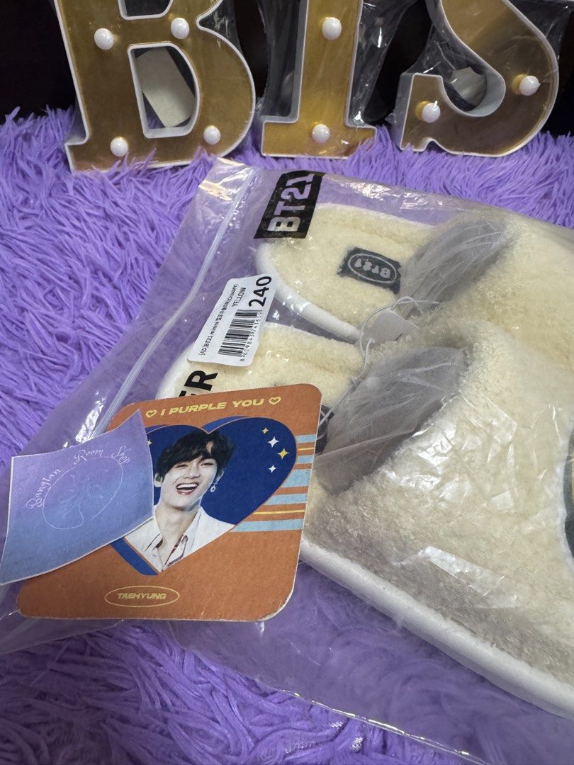 Bt21 chimmy fur slippers (Category: K-Wave Merchandise) located in Pasig City. Submitted by queenv18 (Listing ID 1468123619, Image 2). Description: Size 240 (7) Onhand items in PH ready to ship merch are directly shipped from korea / taiwan / japan / us 101% legit Brandnew Plus sf.