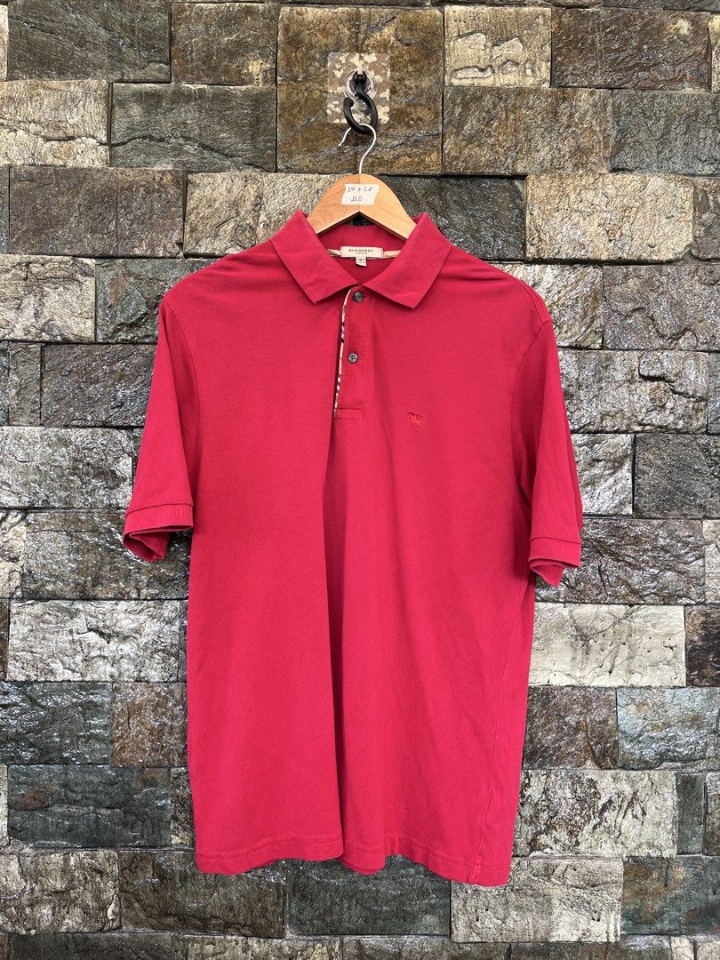 Burberry Red Monotone Poloshirt (Category: Tshirts & Polo Shirts ) located in Cagayan de Oro. Submitted by curatedheirloomph_ (Listing ID 1468089536, Image 1). Description: 𝘿𝙞𝙢𝙚𝙣𝙨𝙞𝙤𝙣𝙨: 20x28 𝘽𝙚𝙨𝙩 𝙁𝙞𝙩: Medium - Large 𝘾𝙤𝙣𝙙𝙞𝙩𝙞𝙤𝙣 & 𝘾𝙤𝙡𝙤𝙧 𝙍𝙖𝙩𝙚: Excellent (9.5/10) 𝙄𝙨𝙨𝙪𝙚: Collar lining 𝘼𝙪𝙩𝙝𝙚𝙣𝙩𝙞𝙘𝙞𝙩𝙮 𝘿𝙚𝙘𝙡𝙖𝙧𝙖𝙩𝙞𝙤𝙣: Authentic.