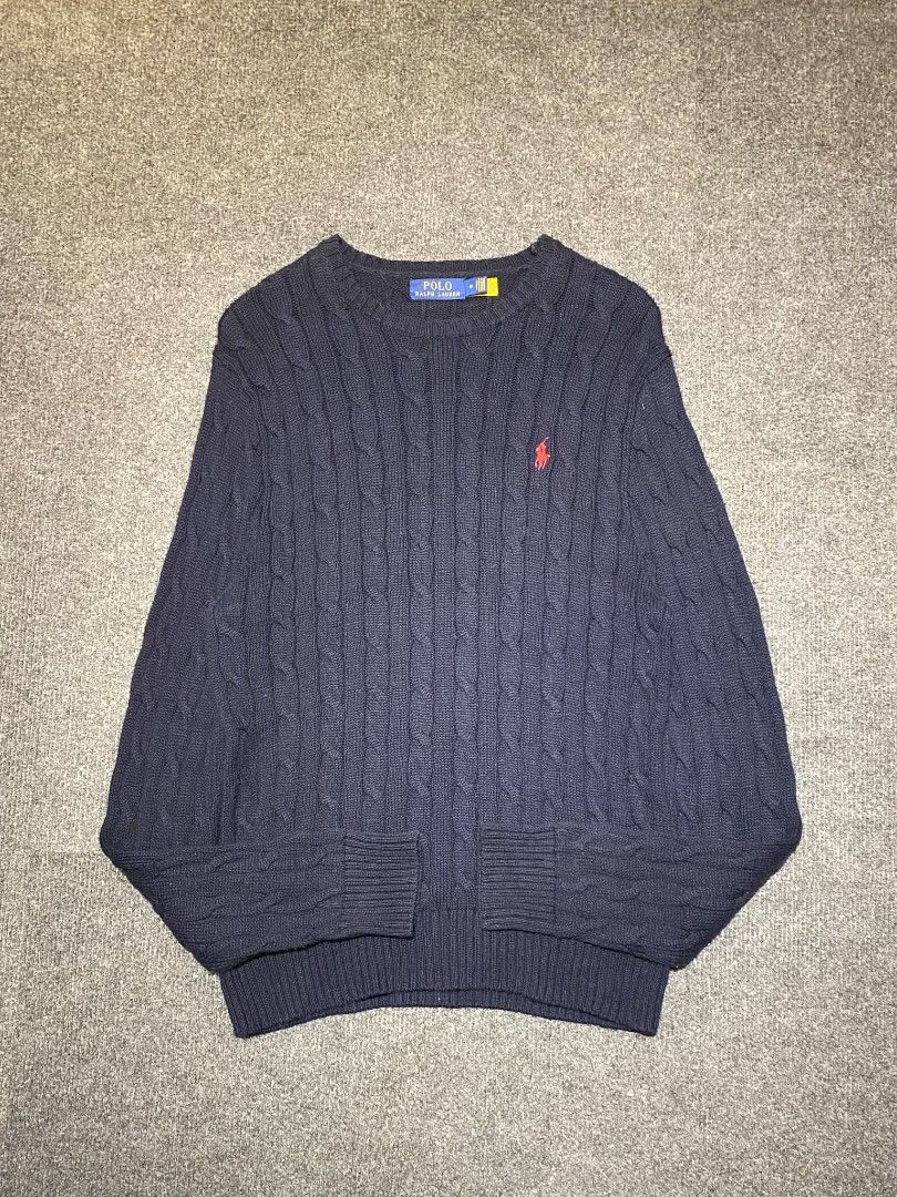 Cable knitted RL, as new condition authentic (Category: Longsleeves) located in Manila. Submitted by giekeliope28 (Listing ID 1468117795, Image 1). Description: 21 by 28 ralph lauren color rate - 9.8 scannable Qr..
