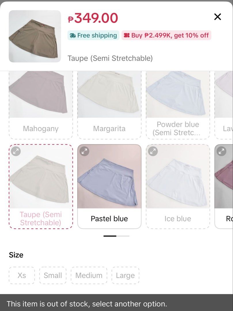 Candy Millie Skort (Category: Other Bottoms) located in Pasay City. Submitted by anbasgf3065 (Listing ID 1468075159, Image 3). Description: - Out of stock in store - most Colors and sizes out of stock too - Worn once - In Taupe color - Great for outdoor indoor sports like Pickle Ball, Badminton and the like .