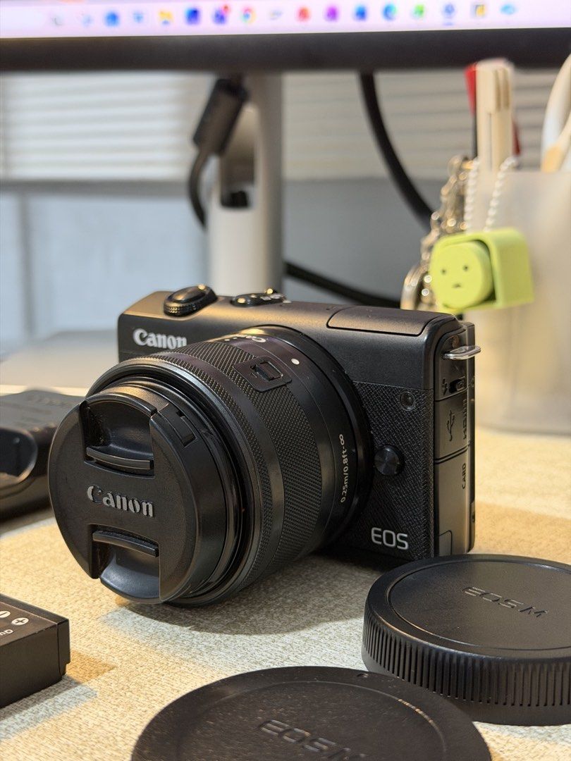 Canon EOS M200 Mirrorless Camera (Category: Cameras) located in Muntinlupa City. Submitted by alyssuh_ (Listing ID 1468266822, Image 2). Description: Canon EOS M200 mirrorless camera (Black) Inclusions: - 15-45mm zoom lens - Battery charger - 3x batteries (not original) - Lens caps - Camera bag Condition: - Minor dents that are not that visible and doesn’t affect output - Overall 9/10. Really great output! MOP: Gcash/Cash MOD: Priority Meet up (F