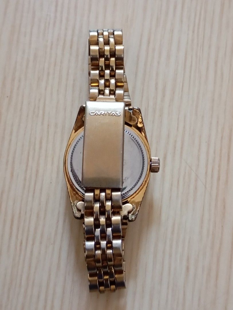 Caritas (Category: Women's Watches) located in Las Pinas. Submitted by quick_deals_great_finds2 (Listing ID 1468130935, Image 3). Description: Original good working condition Quartz with battery 25mm small fits wrist 6.5 inches.