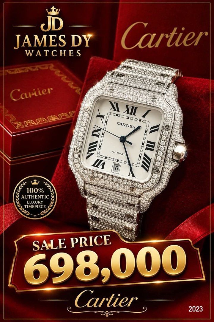 Cartier Santos Large Ice Out (Category: Luxury Watches) located in Manila. Submitted by jdywatches88 (Listing ID 1468117923, Image 1). Description: brandnew 2023 complete set.